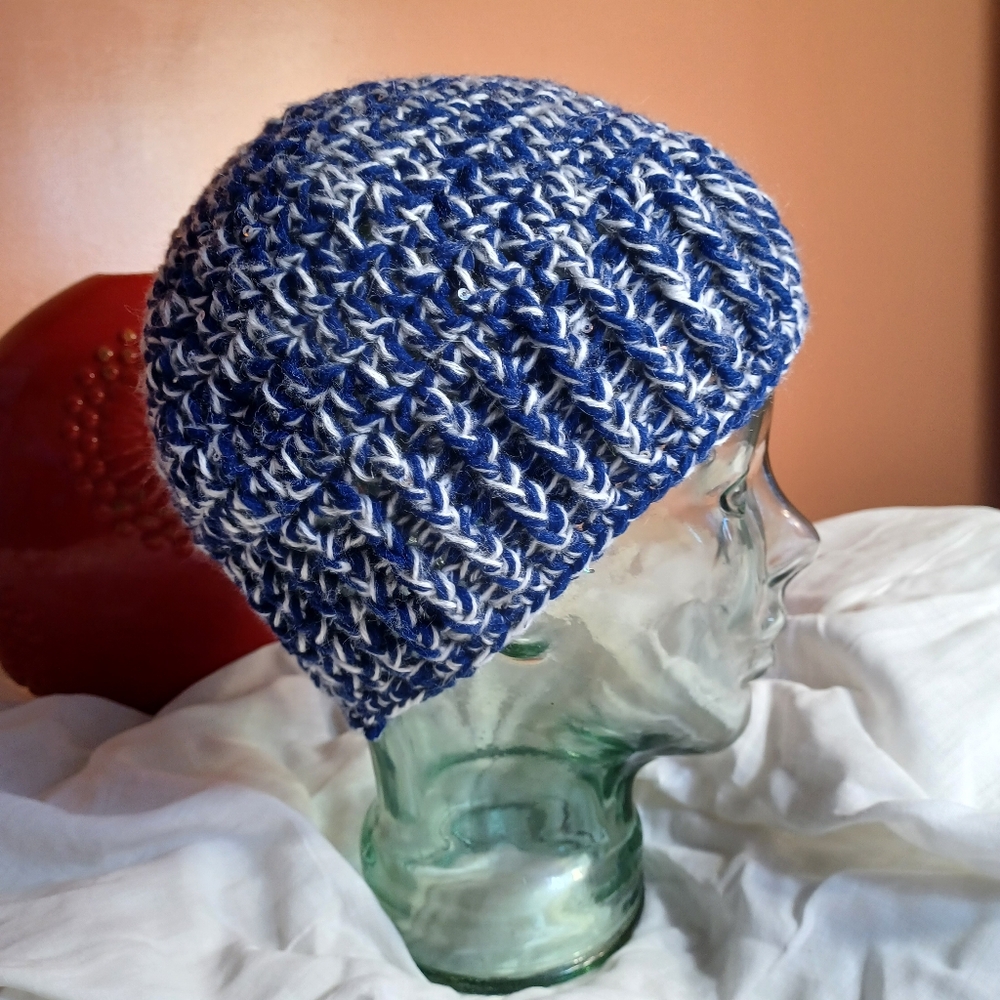 Handmade Unisex double knit skullcap style hat in durable/washable acrylic yarn